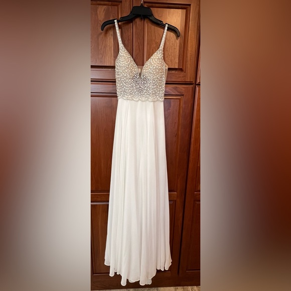 Lulus True Love White Beaded Rhinestone Maxi Dress - Picture 1 of 8